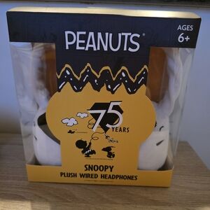 NEW Peanuts Snoopy Plush Wired Headphones 75 Years NIB